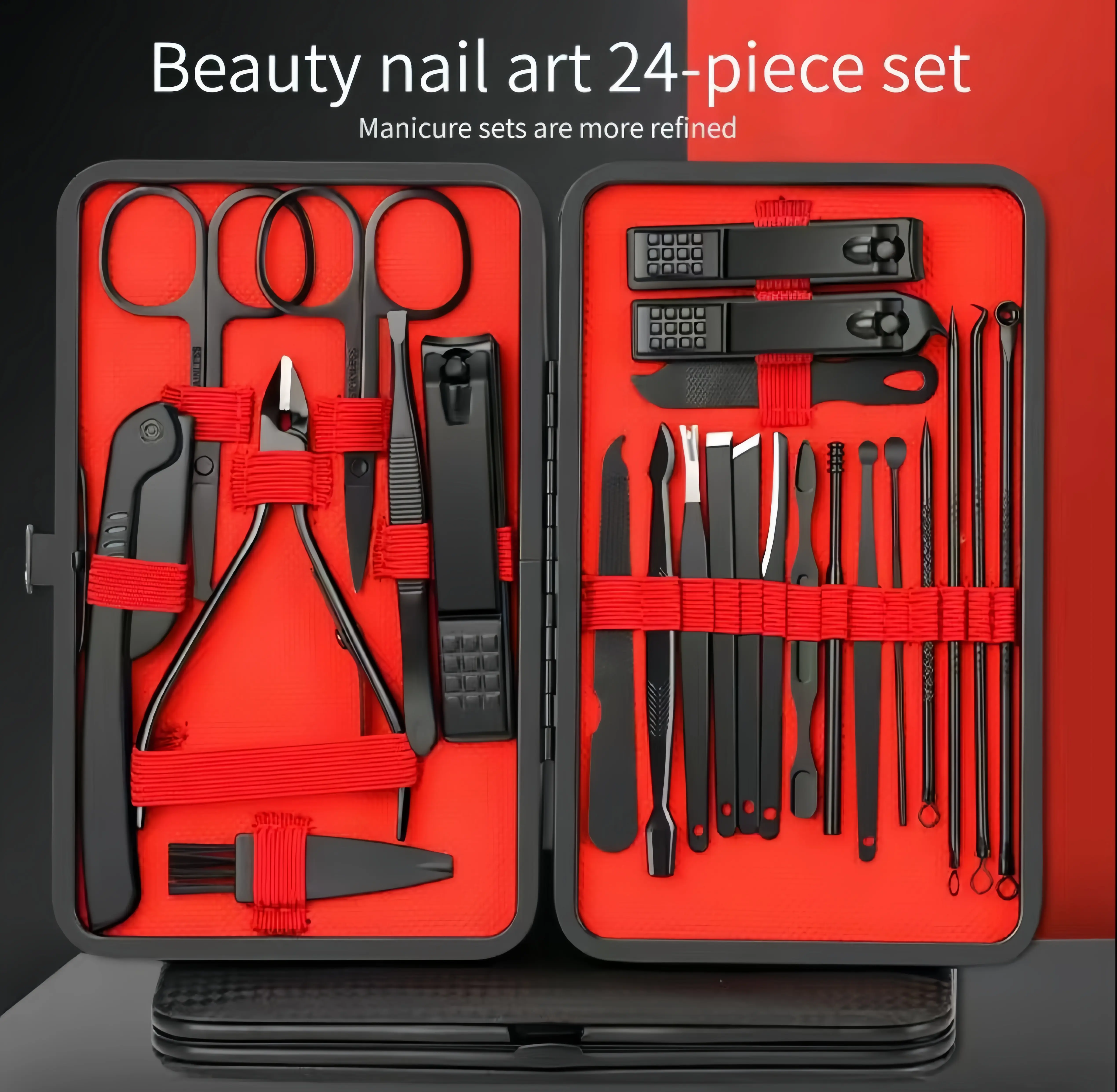 Stainless Steel Nail Clippers Set, 24-Piece Professional Manicure Tools Kit, Basic Nail Tools, Manicure Accessories, Pedicure Care Tool, Flawless Nail Care, Sharp & Durable Nippers for Men Women, with Box Included, Boyfriend Stocking Stuffers