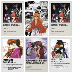 Rurouni Kenshin series collectible canvas poster, Himura Kenshin, Kamiya Kaoru, classic Japanese samurai anime wall art, a must-have collectible for anime fans, decoration for men's bedrooms and dormitories