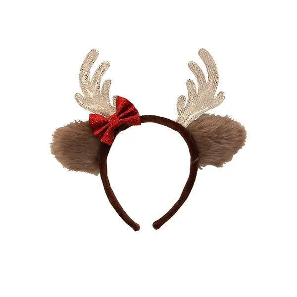 Reindeer Glitter Bow Headband