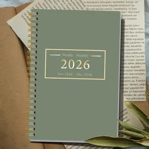 2026 A5 Monthly Planner Book, Vintage Dark Business Cover, Dual Wire Binding, Weekly & Monthly Combination + To-Do Inner Pages，8.15x5.7in