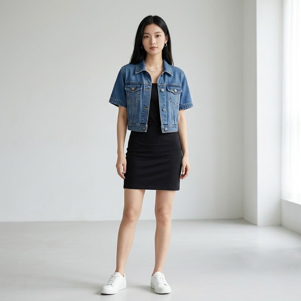 Y2K Cropped Short Sleeve Denim Jacket for Women Vintage Jean Coat Button Down Casual Streetwear Womenswear Tops