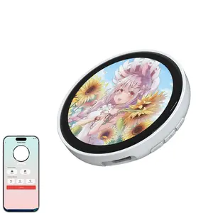HD Touchscreen Digital Badge Pin - Rechargeable Smart Anime E-Badge, Lightweight Pixel Name Tag with Video & GIF Display, Electronic Button for Cosplay, Conventions