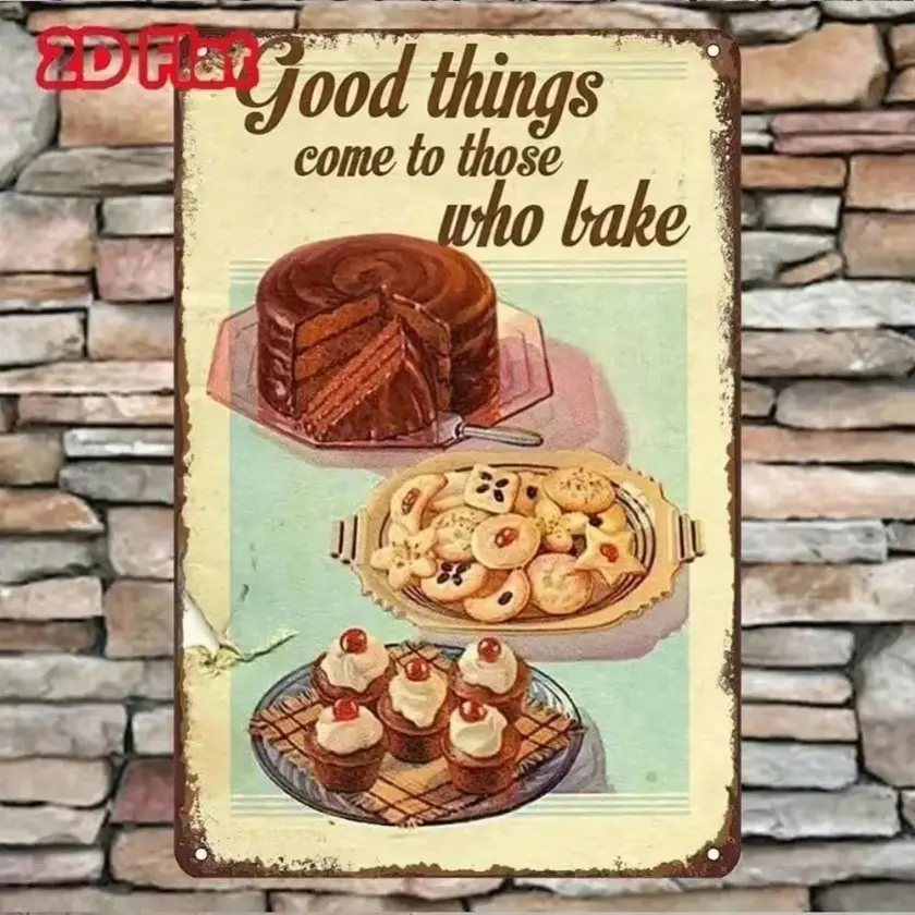 Vintage Aluminum Baking Sign for Kitchen Wall Decor Retro Home Bar Art Gift for Bakers