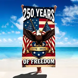 250 Years Of Freedom American Flag Eagle Beach Towel 1776 2026 Patriotic Celebration Towel for Independence Day Outdoor Use