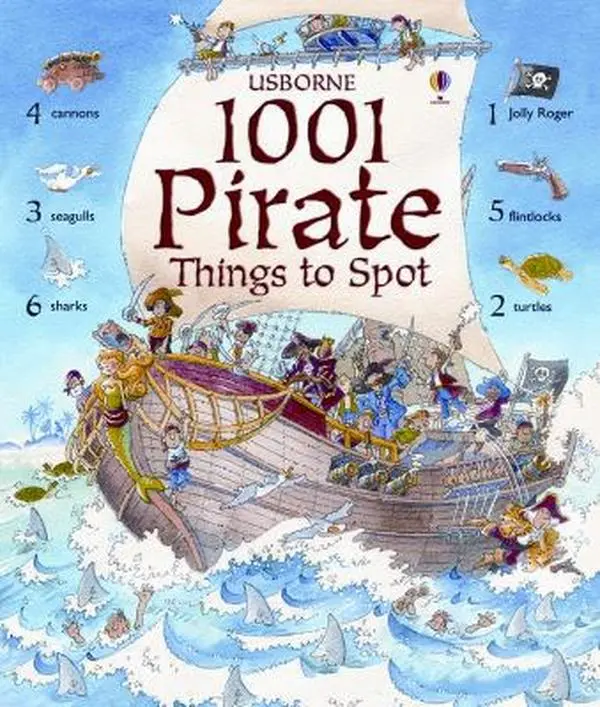 Used Illustrated Hardcover Puzzle Book - 1001 Pirate Things to Spot by Rob Lloyd Jones, English Educational School Supply for Count, Spotting Game Challenges, Packed with Things to Find, Swashbuckling Adventure
