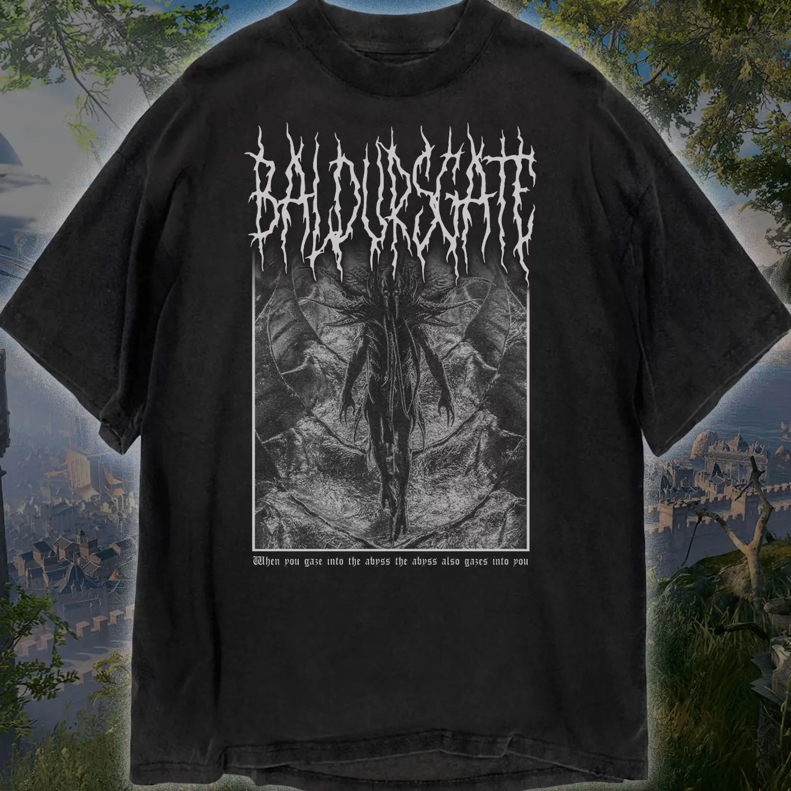 Baldurs Gate 3 T-Shirt, Unisex Black Metal Mindflayer Illithid Game Tee, Gothic Tee, Halloween Gift, Crewneck Tees Streetwear