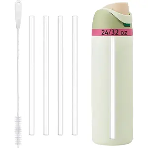 4 Pack  Straws for  water bottle 24oz | 32oz | 40oz, for  Straw Replacement,  Grade & ,Dishwasher Safe(Clear, 24/32oz)