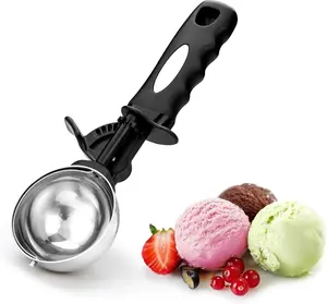 Ice Cream Scoop with Trigger, 4.9 Tbsp Cookie Scoop for Baking, 2.45 Oz Cookie dough Scooper, Large Ice Cream Scooper, Stainless Steel Portion Scoop,72.7 ML