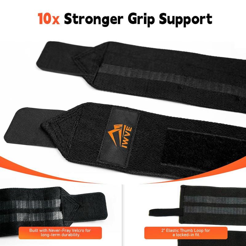 IWVE19 Weightlifting Wrist Wraps 19" IPF Approved Heavy Duty Thumb Loop Professional Quality Support for Powerlifting Strength Training Fitness Accessories