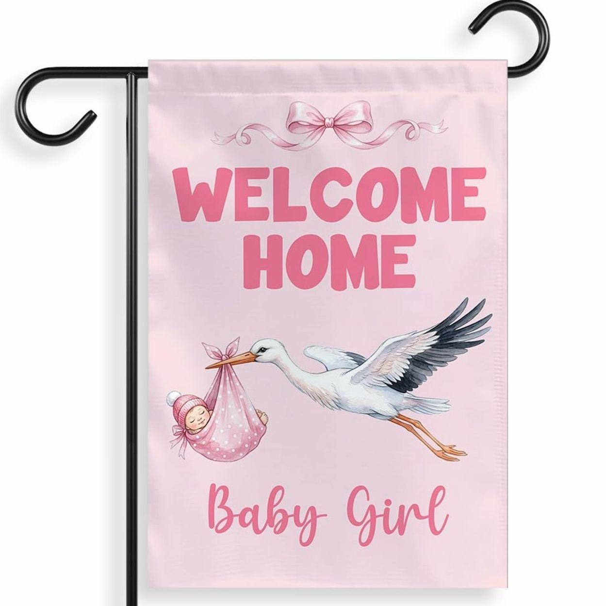 "Special Delivery" Welcome Home Baby Girl Flag, Pink Bow Baby Shower & Gender Reveal Newborn Decoration. "Special Delivery" Welcome Home Baby Girl Flag, Pink Bow Baby Shower & Gender Reveal Newborn Decoration.