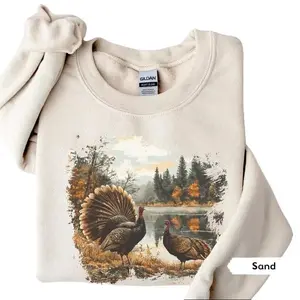 Retro Turkey Wildlife Scene Sweatshirt, Nineties Vintage Birding Gift, Nature Graphic Tee, Boho 90s Nostalgia Unisex Crewneck Sweatshirt #381