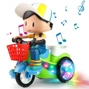 Kids Electric Stunt Tricycle Toy with Lights Music Wiggling Action & Obstacle Avoidance Fun for Toddlers Christmas Gift Idea