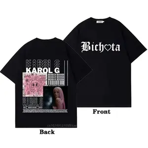 Karol G Black T-shirt Summer Short Men Women Casual Fashion Tshirt Print Tops Plain Vintage Singer Fans Essential Tees