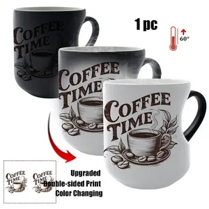 Thermosensitive Ceramic Mug with Heart-Shaped Handle, 11 Oz Color-Changing Coffee Cup for Hot and Cold Beverages, Reusable Gift for Mother's Day and Christmas