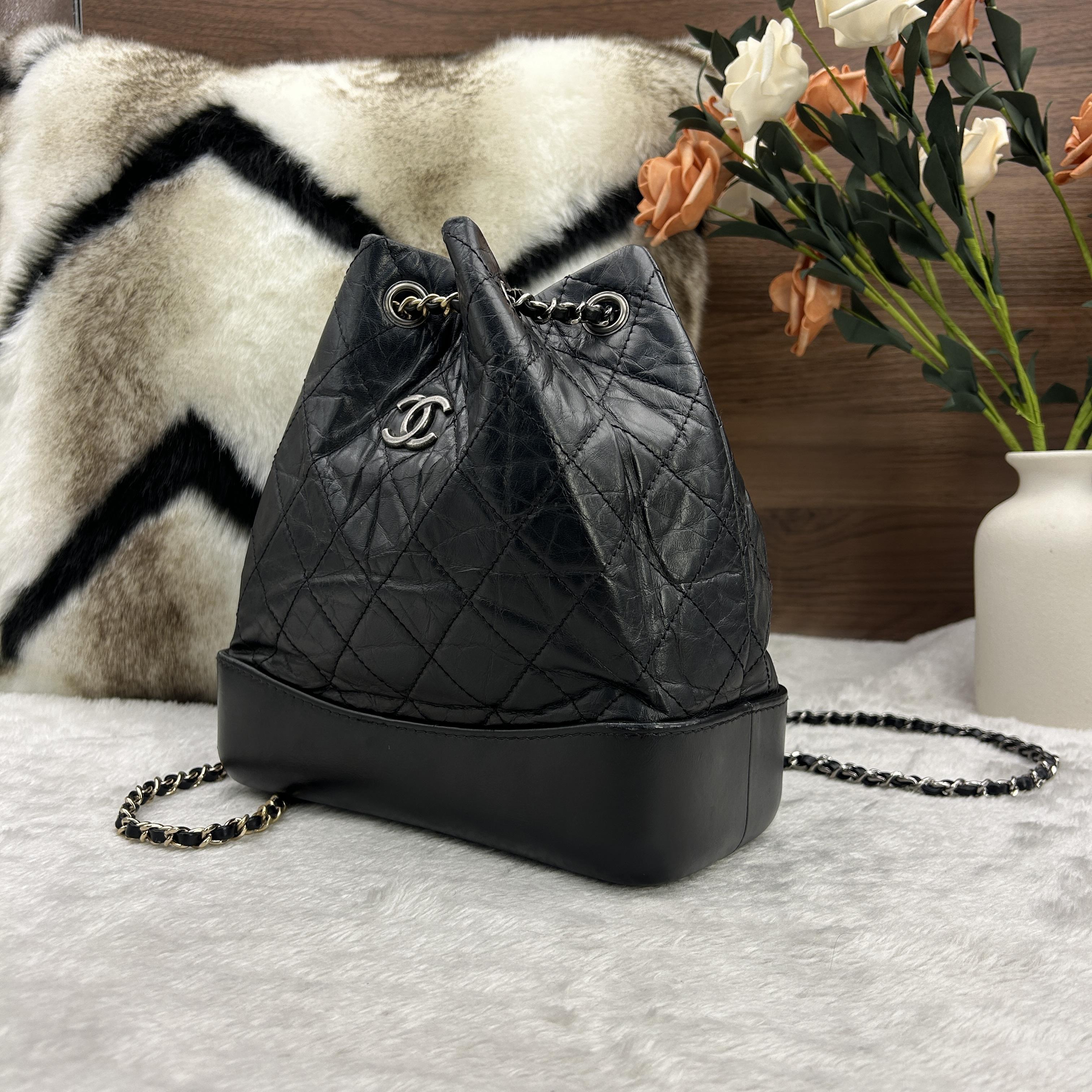 Pre-owned CHANEL Gabrielle "Wanderer" Series Drawstring Bucket Backpack 866