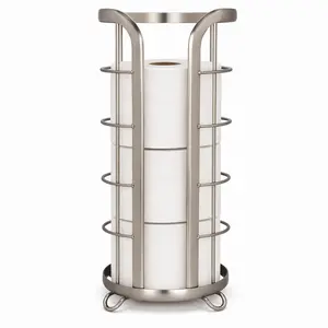 Toilet Paper Holder Stand Reserve - Free Standing Toilet Paper Stand with Storage that Holds Mega Rolls, Standing Bathroom Tissue Organizer, Bathroom Decor - Modern Storage Holder