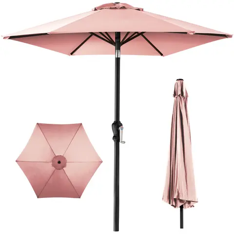 Best Choice Products 10ft Outdoor Steel Market Patio Umbrella w/ Crank, Tilt Push Button, 6 Ribs