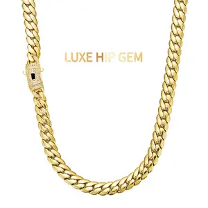 Luxe Hip Gem 8mm Chunky Curb Chain 12ks Mark Twist Clasp Stainless Steel Necklace
