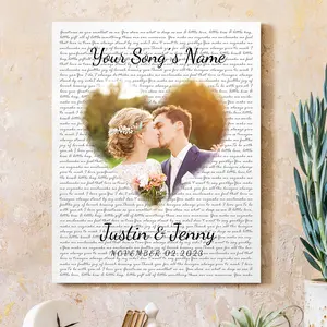 Photo and Song Lyrics on Canvas Ptints personalized Canvas Prints Love Gift for Anniversary,Wedding,Birthday and Holidays
