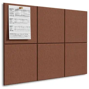 MaxGear Large Cork Board for Wall 36" x 24", Chocolate Brown Bulletin Board, 6 Pack Felt Wall Tiles with Pushpins, Cork Boards for Office Push Pin Board Tack Board Felt Board