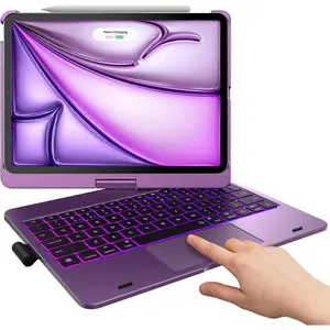 Keyboard Case for iPad Air 11-inch(M4/M3/M2, 2026/2025/2024) & iPad Pro 11(4th/3rd/2nd/1st Gen),Multi- Trackpad,11-Color Backlight,360?Rotatable for iPad Air 5/4th Gen, Violet