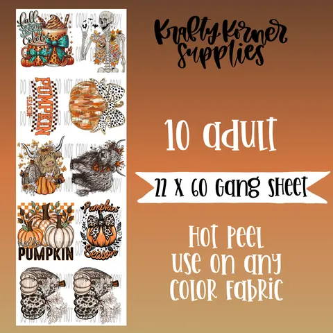 22x60in DTF Transfers Gang Sheet DIY Material - Fall Is My Favorite Color Design, Hot Peel, Multi-Fabric Compatible, Office Stationery Notebook Art Supplies, Craft Decor
