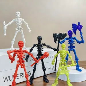 5 Piece Set Multicolor Skull Dolls, Multi-Jointed Moveable Skeleton Toys, Perfect Gift Decorative Figurines, Ideal for Gifts & Decoration, Articulating Miniatures, Skull Design