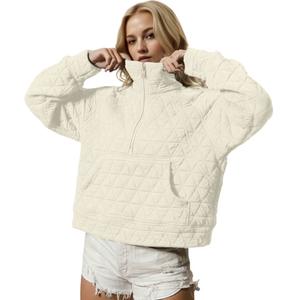 Yeokou Women's Fall Quilted Puffer Coat - Half-Zip Pullover Tops, Lightweight Warm, Minimalist Basic Oversize Longsleeves Casual Outerwear