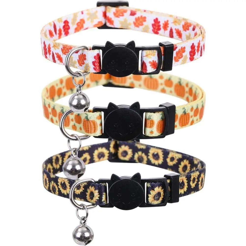 3 Pack Thanksgiving Day Cat Collar Breakaway Bell Fall Autumn