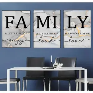 3-piece Frameless Modern Art Canvas Poster - Cozy Family Quote Painting, Ideal Gift for Bedroom, Living Room, Hallway, Easy to Hang, Unique Home Decoration, Perfect Gift Hanging Print