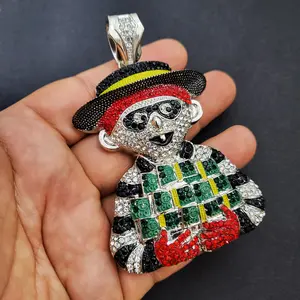 LARGE MONEY GANG HIP HOP ICED CUBIC ZIRCONIA GOLD / SILVER PLATED BLING CHARM PENDANT JEWELRY