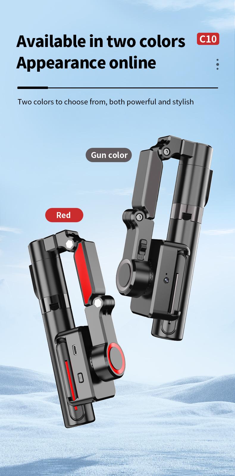 AI Auto Tracking Gimbal Stabilizer, Smart Selfie Stick Tripod with Gesture Control, Anti-Shake Phone Mount, 1000mAh Battery, Aluminum Alloy Vlogging Stand for iPhone & Android