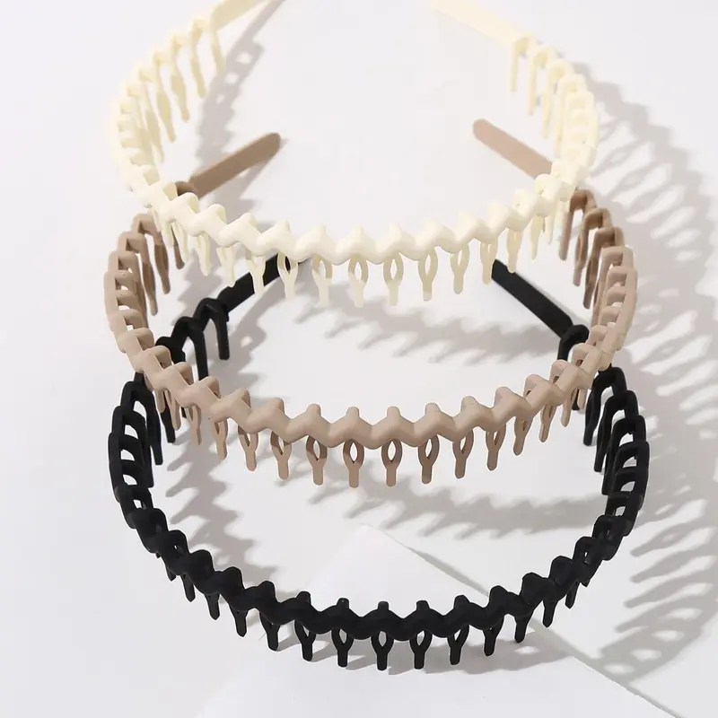 【Black Friday】3-Piece Women's Zigzag Headband Set, Non-Slip Plastic Leopard Pattern Hair Accessories for Casual All-Season Styling