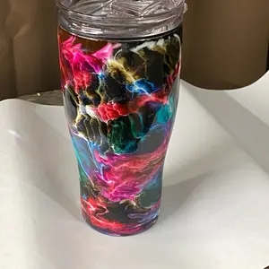 DOY 30oz Curve Tumbler with Vibrant Colorful Design and Clear Lid for Easy Sipping