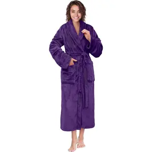 Womens Robe Fleece Plush Soft, Fluffy Fuzzy Cozy Warm Bathrobe, Shower Spa House Long Robe for WomenGift