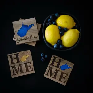 West Virginia Resin and Wood Almost Heaven HOME Coasters in Maple, Oak, and Mahogany epoxy wooden coaster Set Tableware kitchen gift decorative coaster
