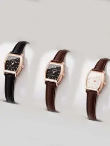 3 Pcs/Set Casual Wristwatch Set Fashion Small Dial Women's Watches Casual Leather Bracelet Analog Quartz Watch Woman Girls Watch Gift (Without Box)