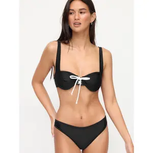 Cider Sweetheart Tie Front Lace Up Underwire & Cheeky Bikini Set