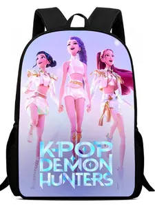 K-Pop Hunter-Themed Backpack, Unisex Large Capacity Commuter Laptop Bag, Korean Girl Group Style, Perfect for Daily Use