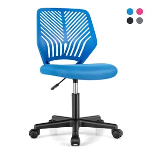 Costway Height-adjustable Ergonomic Kids Desk Chair with Universal Casters Working Chair Blue
