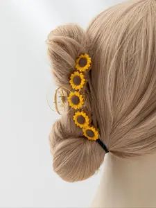 Sunflower Decor Hair Claw, Fashionable Claw Clip for Women & Girls, Casual Versatile Hair Accessories for Daily Wear, Sunflower Pattern Hair Clip