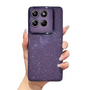 LinktCo for Moto G Stylus Case, Built-in Camera Cover, Shiny Glitter Sparkle Dual Layer Shockproof Protection, Slim Fit Flexible TPU Bumper Anti-Scratch Case for Women Girls