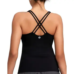 RUNNING GIRL Womens Workout Tank Tops with Built in Bra,Crisscross Back Padded Athletic Compression Shirts Yoga Tops