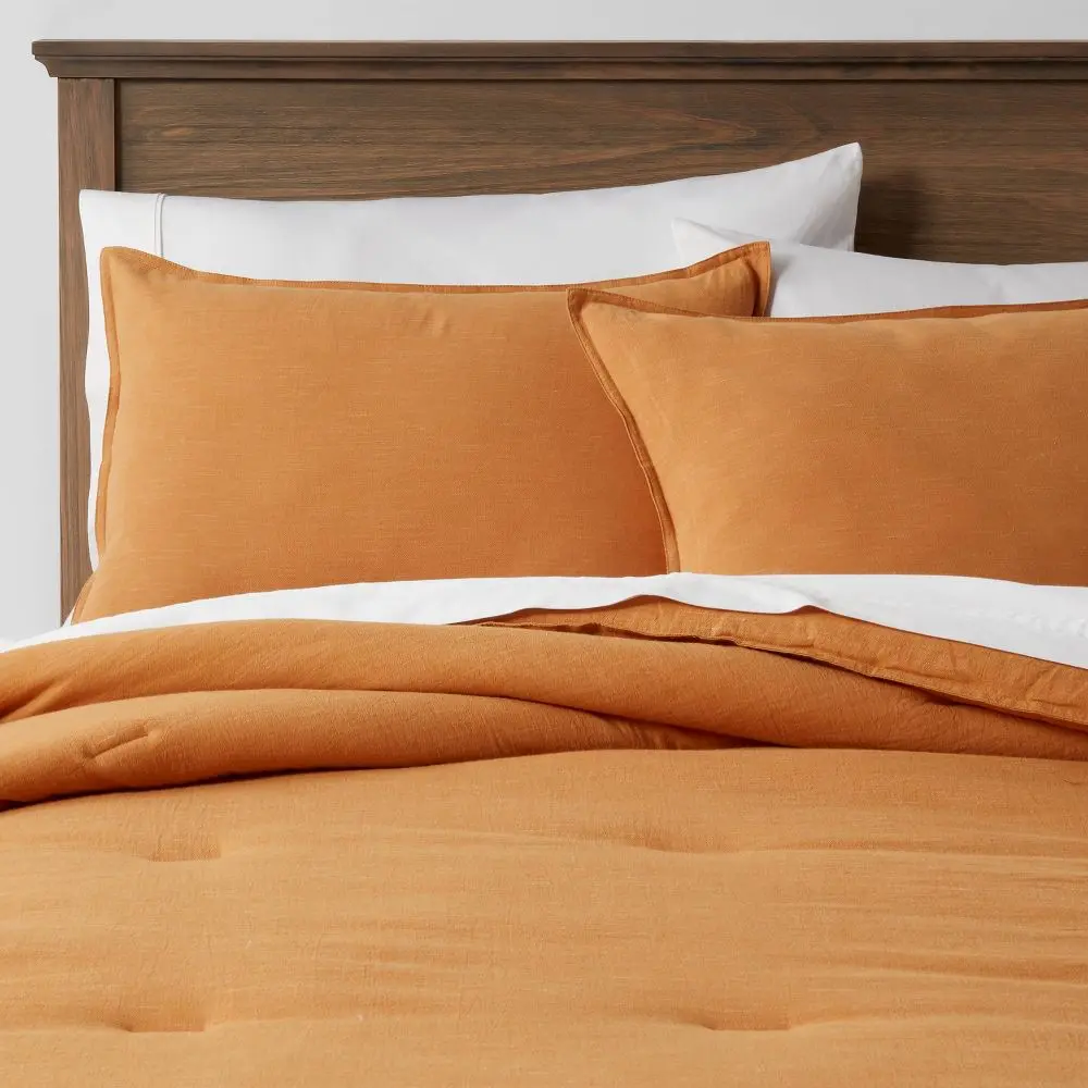 Threshold 3-Piece Cotton Linen Comforter Set OEKO-TEX Space Dyed
