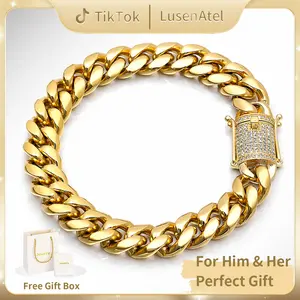 [2026 New Upgraded] Cuban Link Bracelet | 5 Times Plated Durable Finish | Water & Sweat Resistant | CZ Iced Clasp | Hip-Hop Fashion Jewelry for Men Women