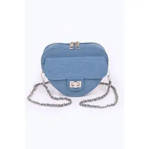 Denim Heart Shape Crossbody Swing Bag