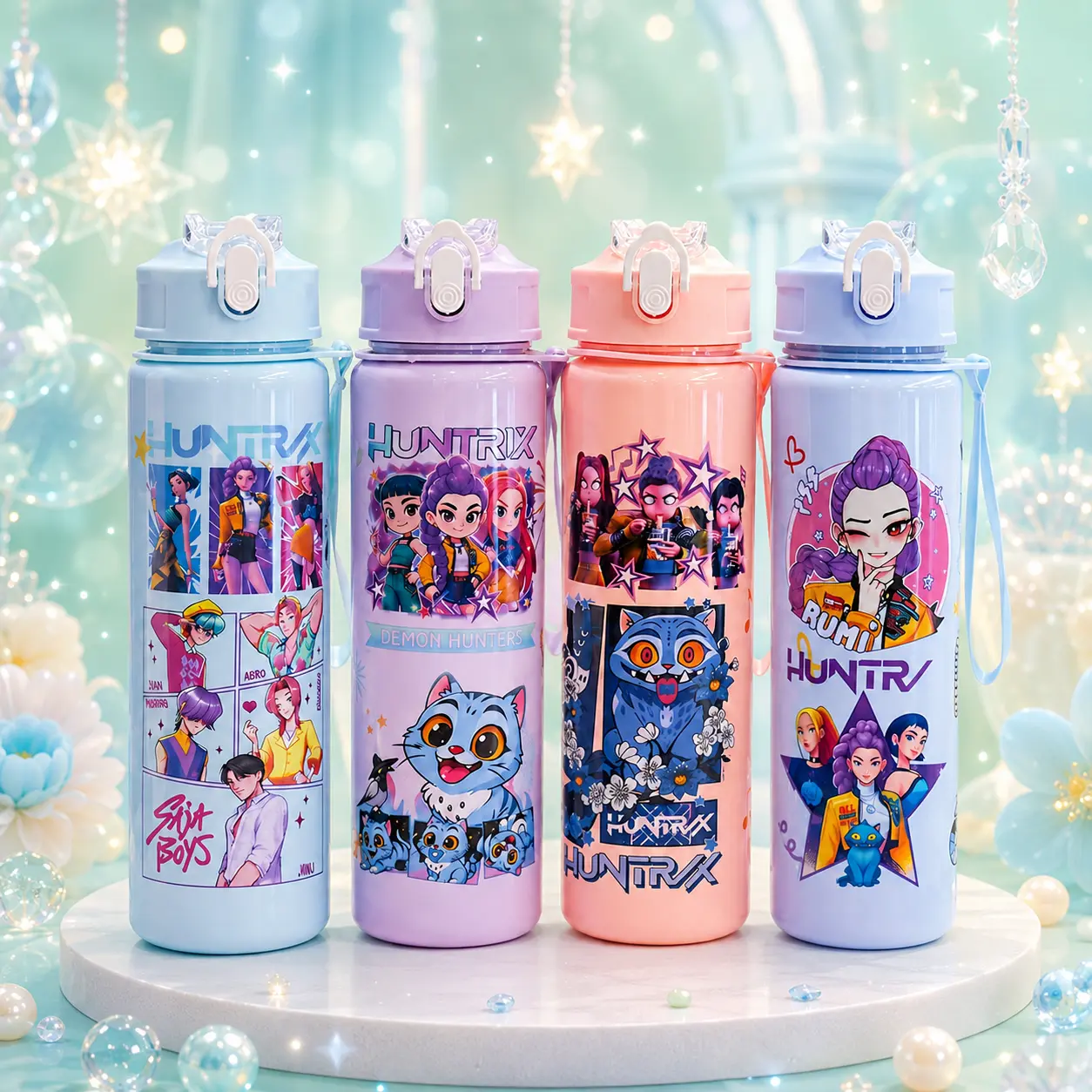 2026 Cartoon Anime Tumbler 500ml Hard Plastic Reusable Water Bottle with Lid & Straw - Portable Stylish Drinkware for Environmentally-Conscious Consumers, Hand Wash Only, Easy to Clean, Wipe with Damp Cloth