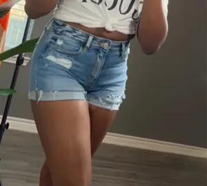 Distressed Denim Shorts-Medium Wash