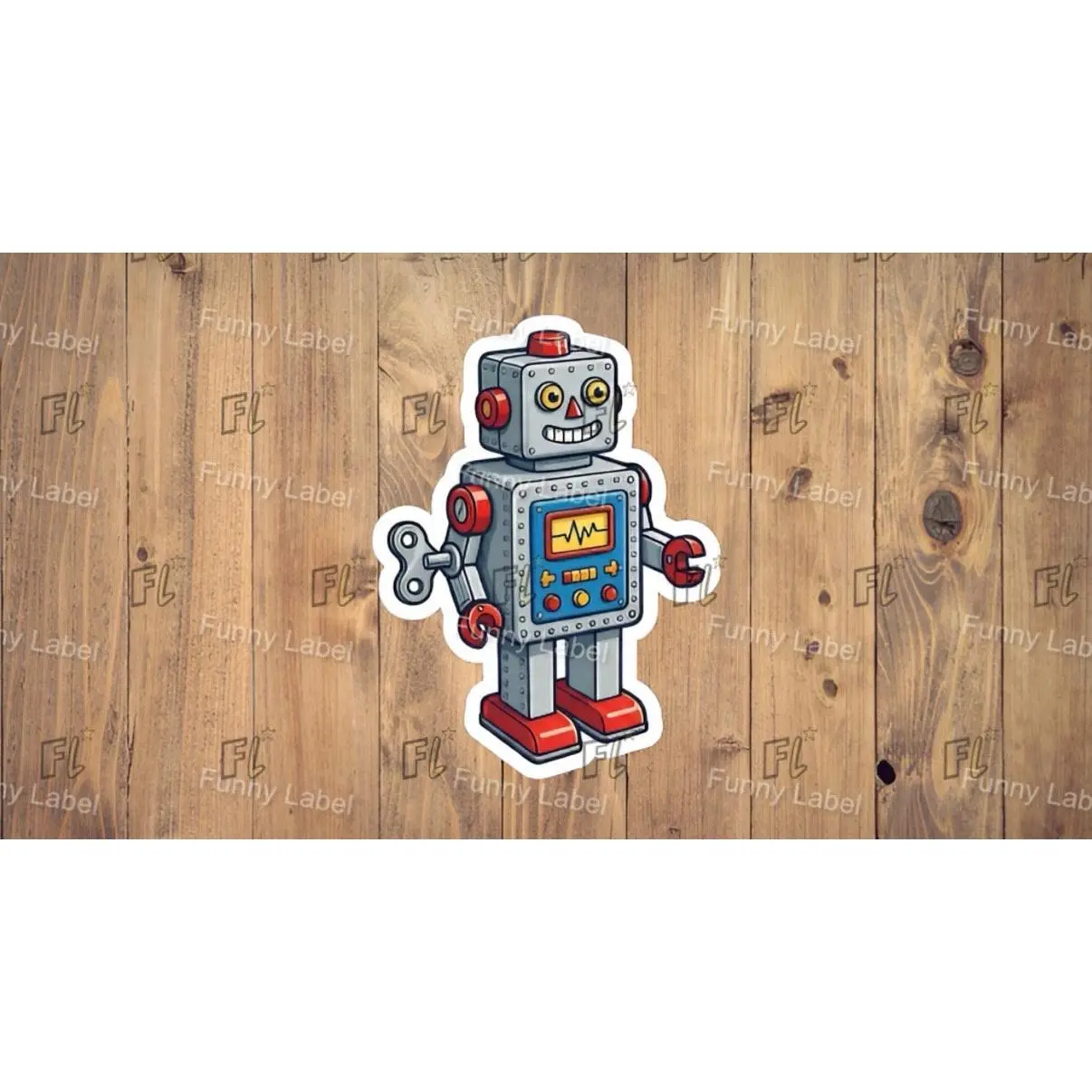 Beep Boop Retro Wind-Up Robot Decorative Sticker, DIY Scrapbooking & Stamping Stickers for Toys & Hobbies Projects, Decorative Sticker Stickers
