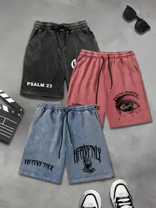 Men's Letter Print Drawstring Waist Shorts, Casual Comfy Regular Fit Shorts for Summer, Men's Bottoms for Daily Wear, Cotton